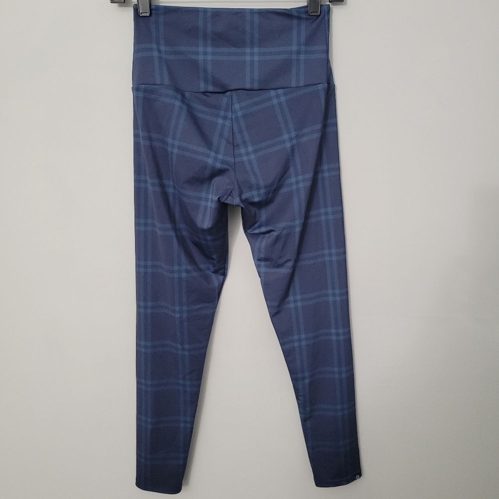 Onzie Blue Plaid Hugh Rise Midi Leggings - Picture 6 of 10